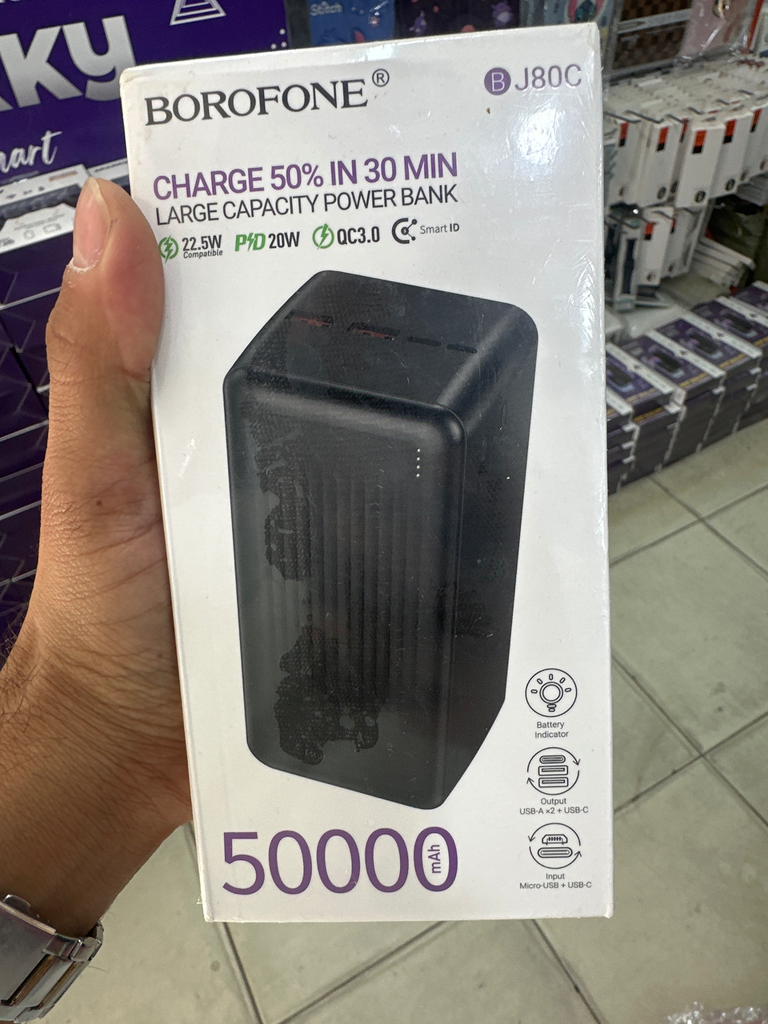 [J80C] باور بانك بوروفون 50  ألف BOROFONE