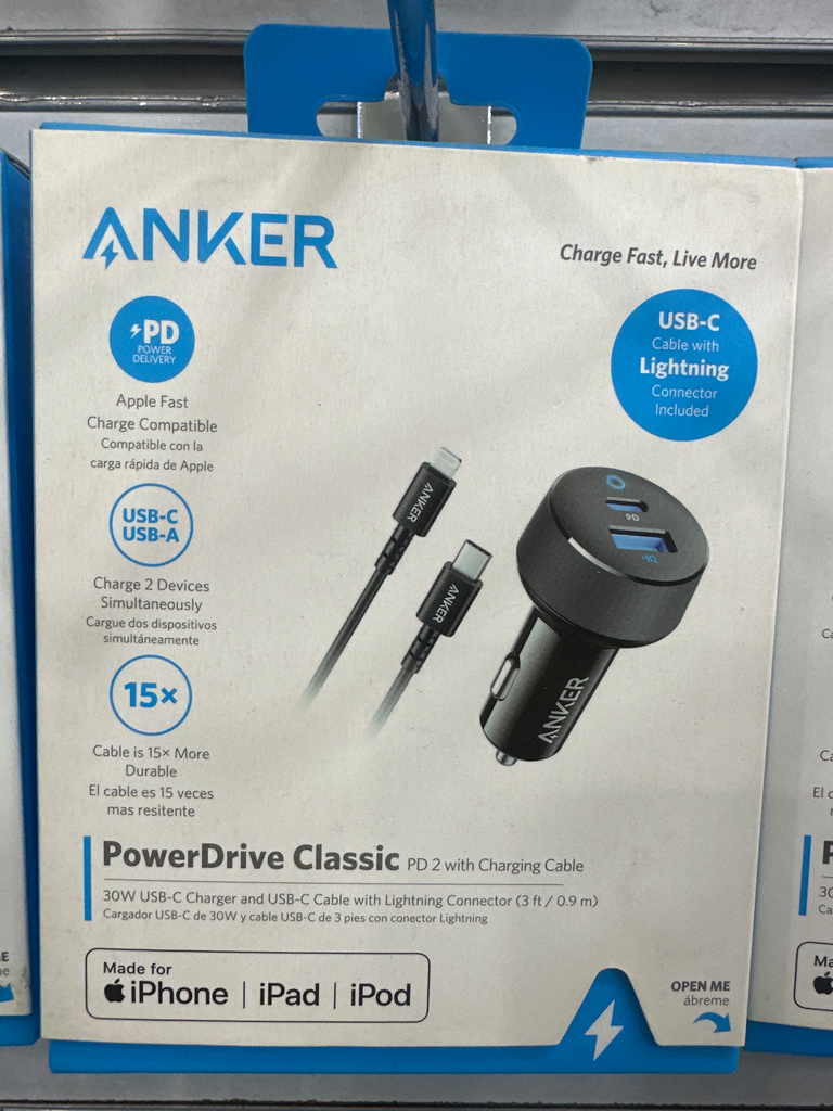 شاحن سيارة انكر الاصلي باور درايف 30 واط مع السلك B2726H11