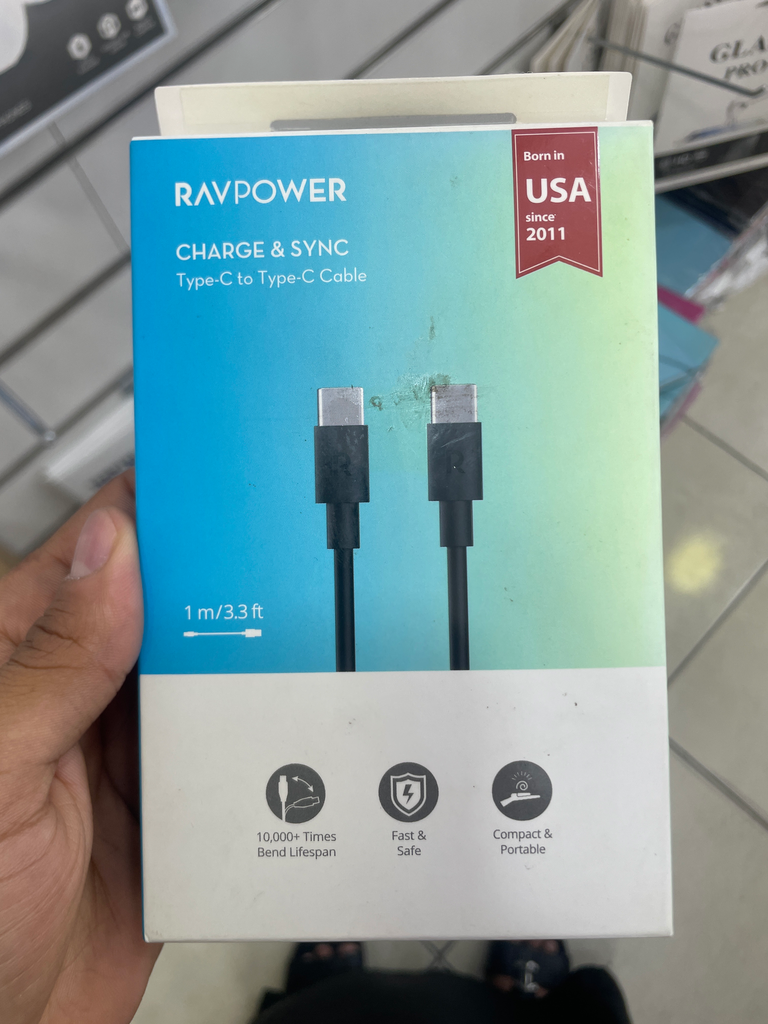 سلك شاحن راف باور تايب سي - تايب سي 1 متر 