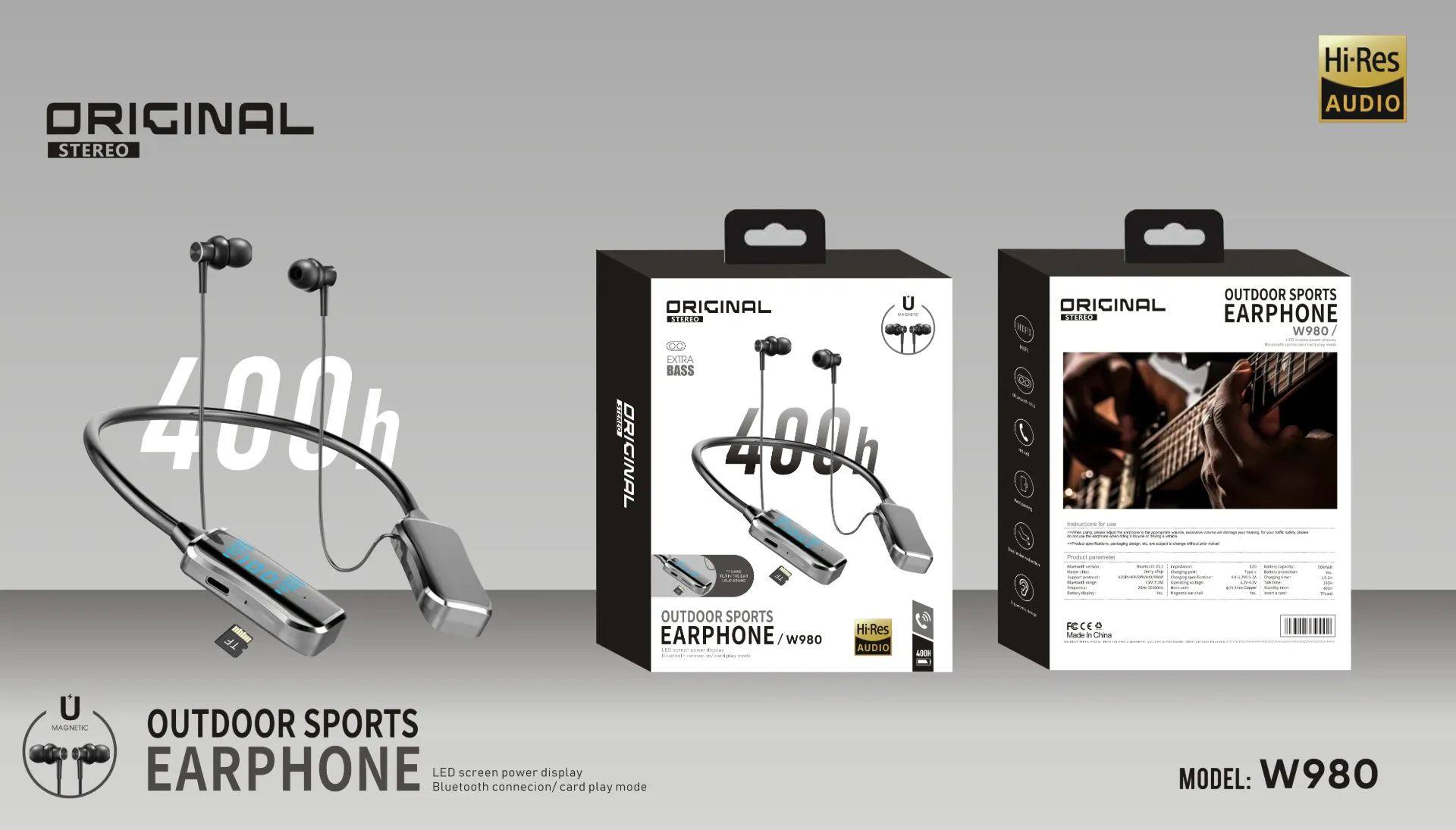 [W980] سماعة عنق شاشة W980