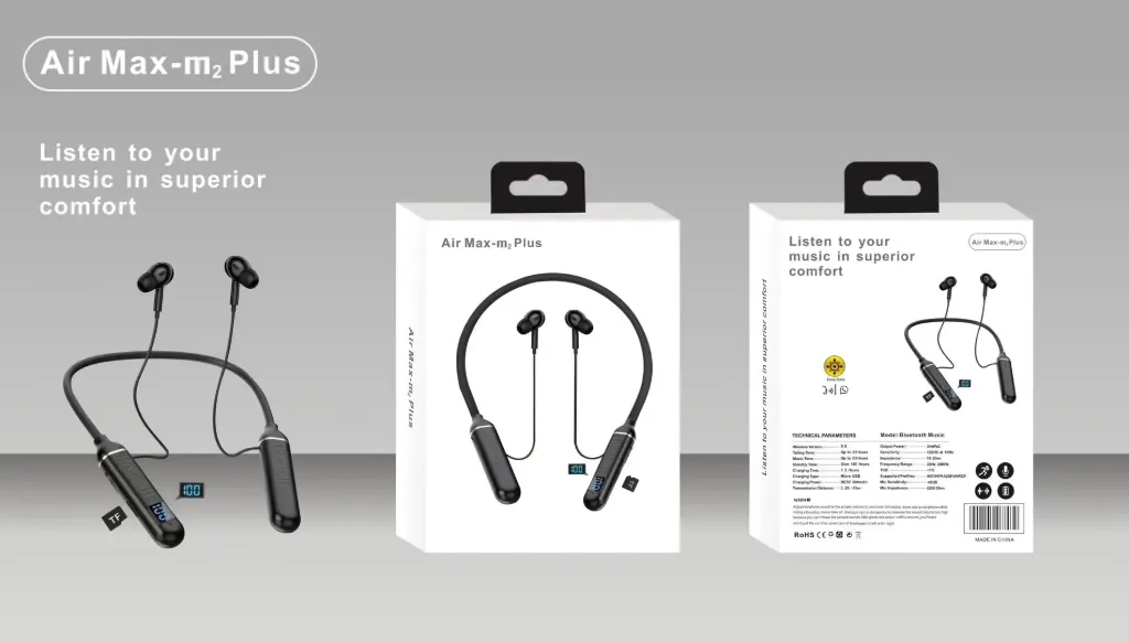  سماعة عنق ربل شكل سامسونج اسود M2PLUS