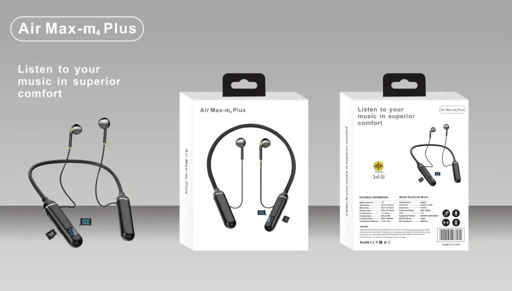 [M4PLUS]  سماعة عنق عظمة شكل سامسونج اسود M4PLUS 