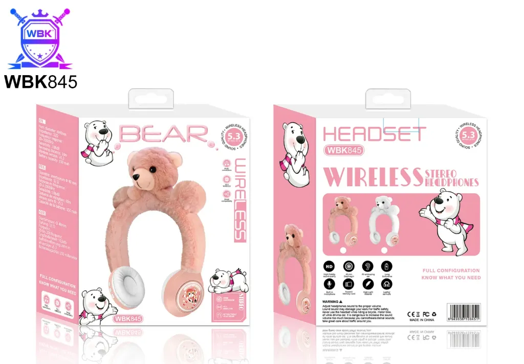 [WBK845] سماعة راس اطفال اشكال دباديب WBK845